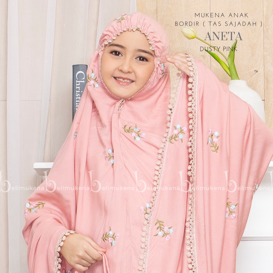 mukena anak perempuan mukenah anak Mukena Anak Tanggung Bordir Aneta Tas Sajadah 8D0W SATU SET MUKEN