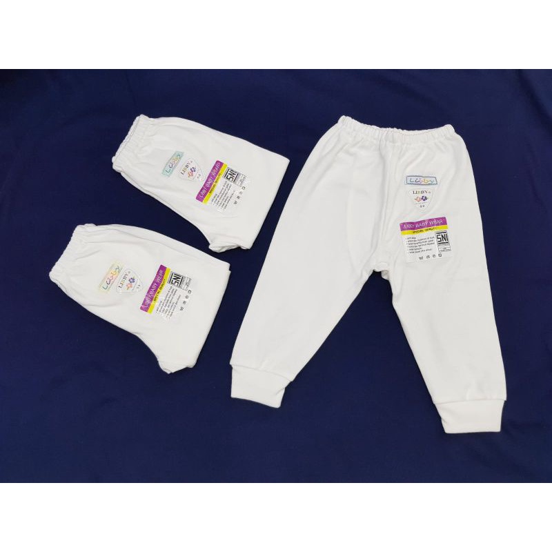 LIBBY Celana Panjang Buka Kaki Polos Warna/Putih isi 3 pcs