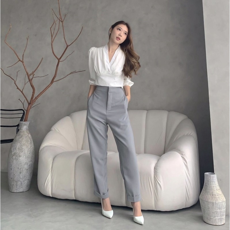 CLARA ANKLE PANTS PREMIUM KOREA - LONG PANTS - CELANA  KERJA PANJANG FORMAL WANITA - FLOWY PANTS - CELANA BAHAN - CELANA CASUAL - HADIAH ATAU KADO ULTAH CEWEK