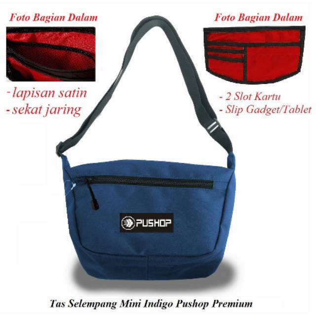 Tas selempang biru polos tas kecil pria tas praktis tas pinggang kekinian