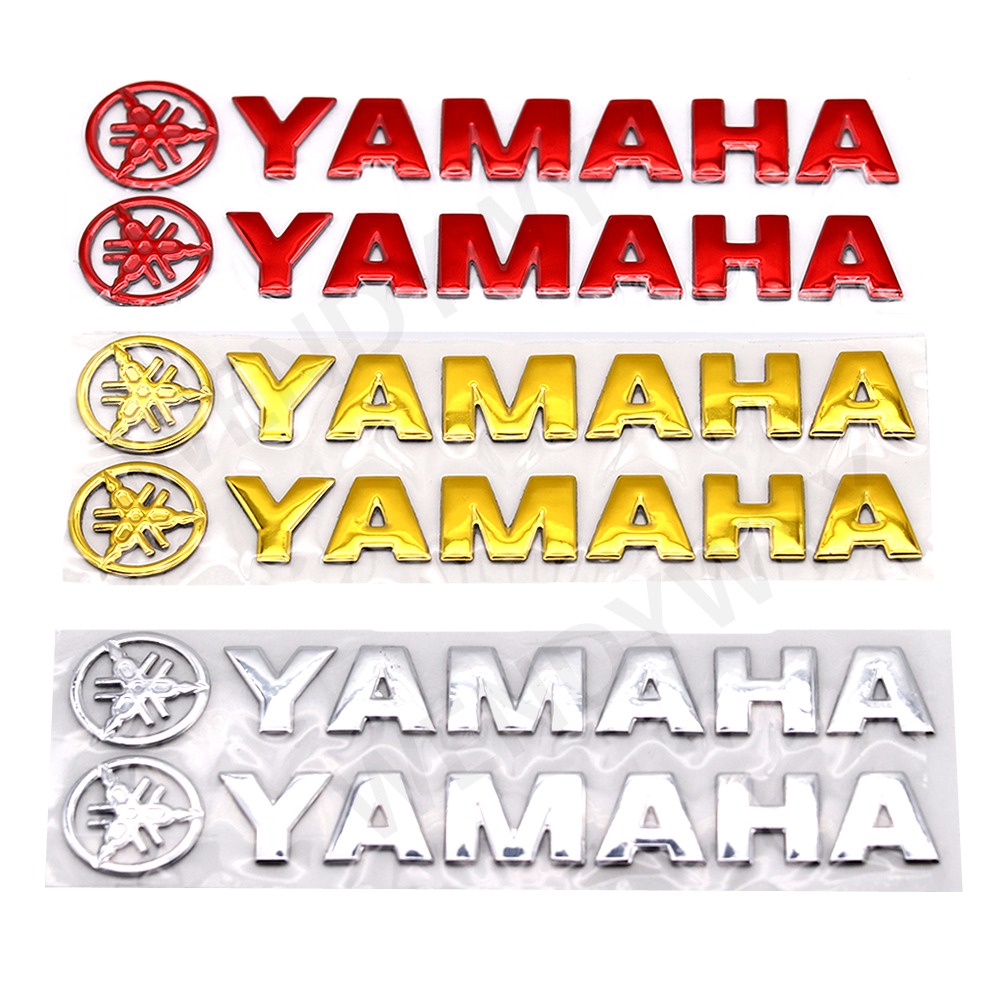 2pcs Stiker Emblem 3D Bahan Karet Lembut Warna Gold / Silver / Merah Untuk Motor Yamaha