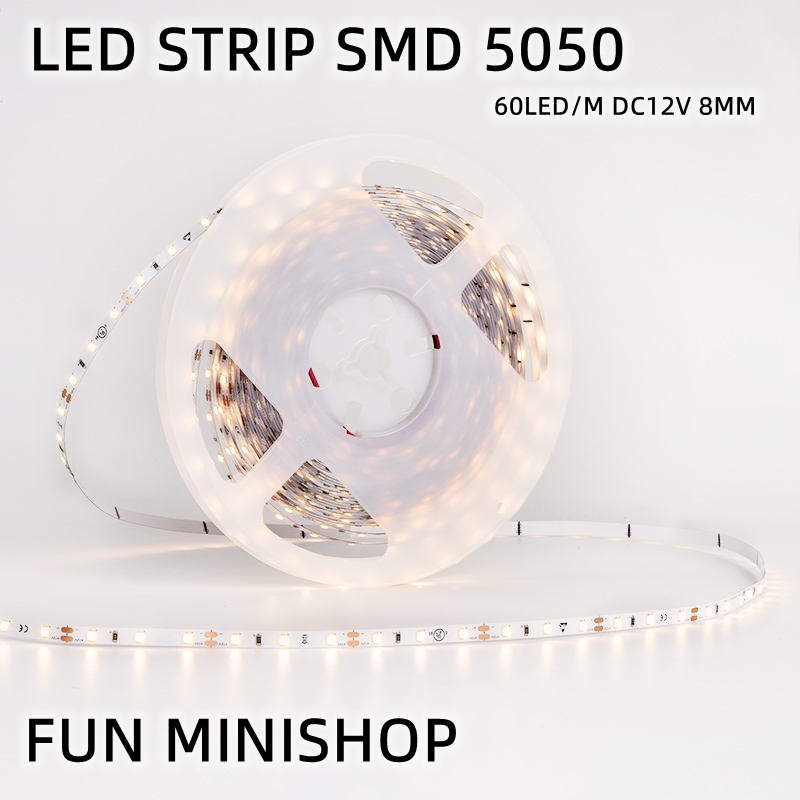 LAMPU LED STRIP MATA BESAR 5050 60LED/M DC 12V 8MM STRIP LED