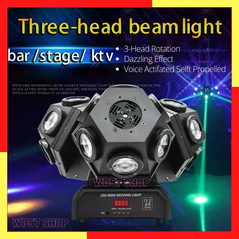 Lampu Disko Panggung Sorot LED Laser Proyektor Moving Head Putar RGB DMX Sensor Musik Disco DJ Club