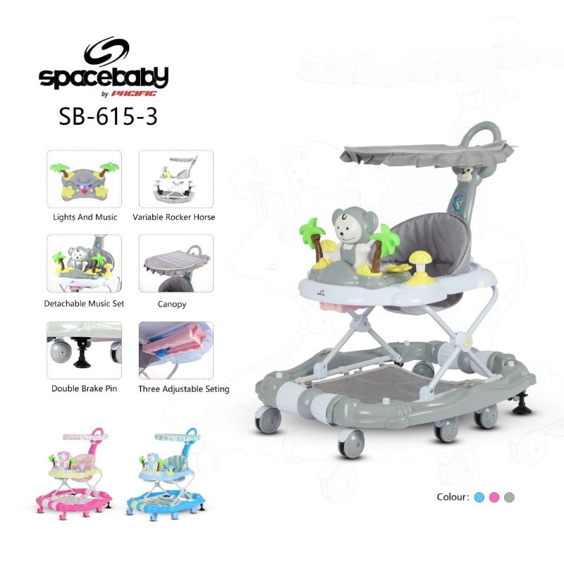 Baby Walker Space Baby Lucu Ada Musik Lampu