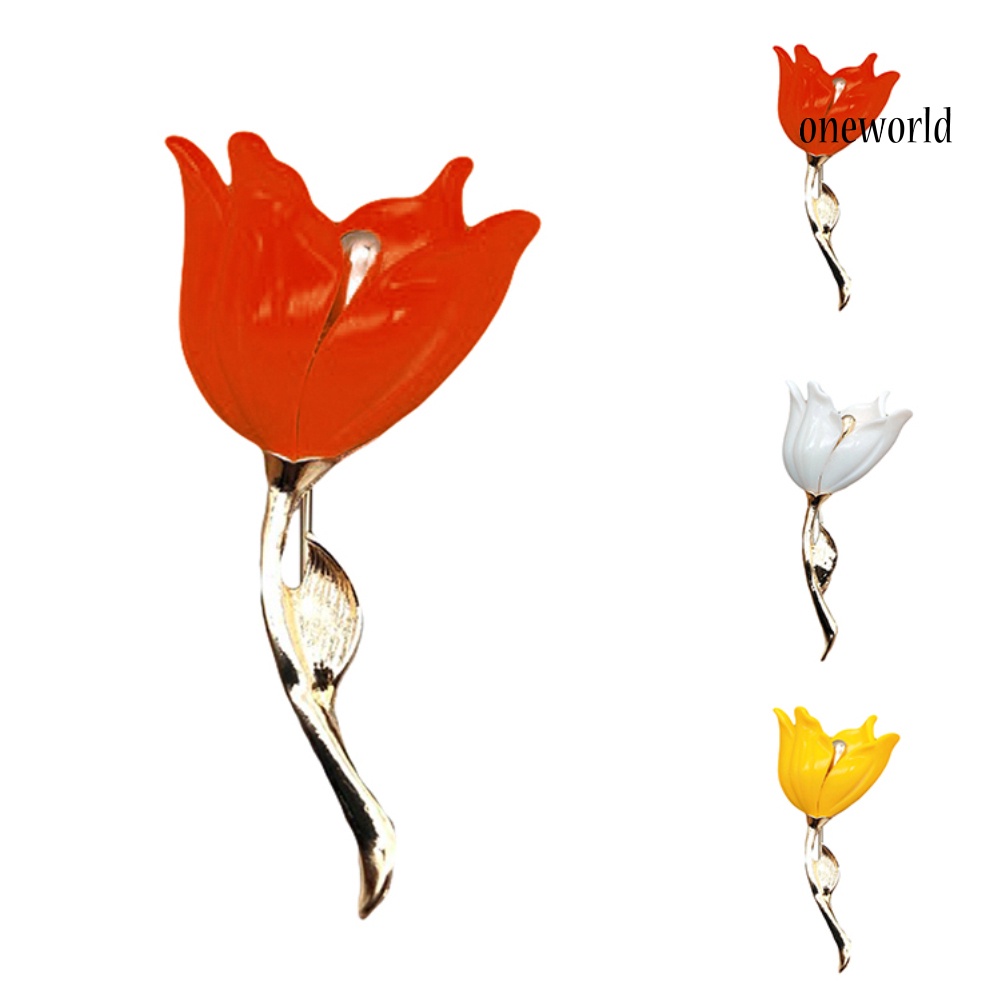 OW@ Elegant Women Tulip Flower Shaped Brooch Pin Breastpin Cardigan Shawl Ornament