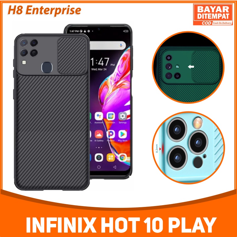 Case Infinix Hot 10s Slide cover square pust pull with Cam Shield PC Slide Melindungi Kamera Privasi Penutup Belakang