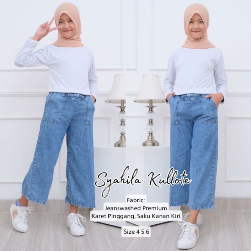 BAGGY JEANS//CELANA PANJANG ANAK PEREMPUAN VARIASI BORDIR CEMPAKA USIA 6-12TAHUN