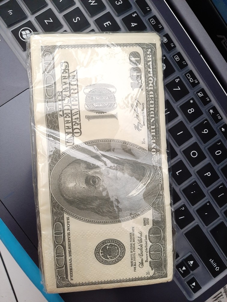 064 - Tissue Dollar Tisu Dolar Tissu Lap Unik Keren Lucu Gambar Usd 100 Dollar