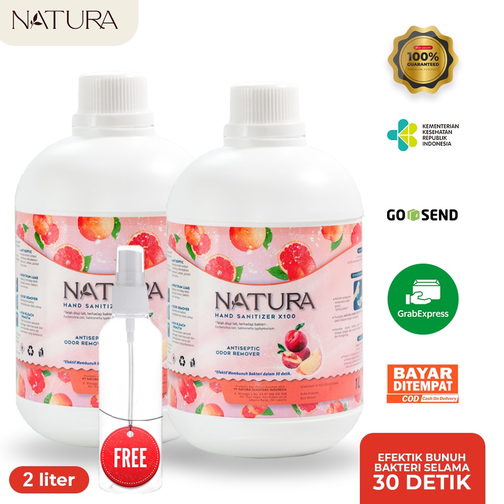 Natura Hand Sanitizer Cair 1 liter TWINPACK Antiseptik Antibacterial Sanitizer Refill Spray