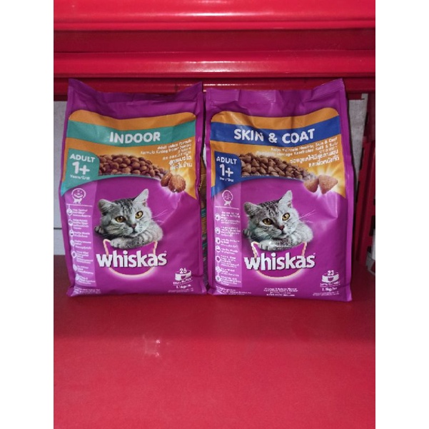 whiskas skin &amp; coat dan indoor 1,1kg whiskas makanan kering