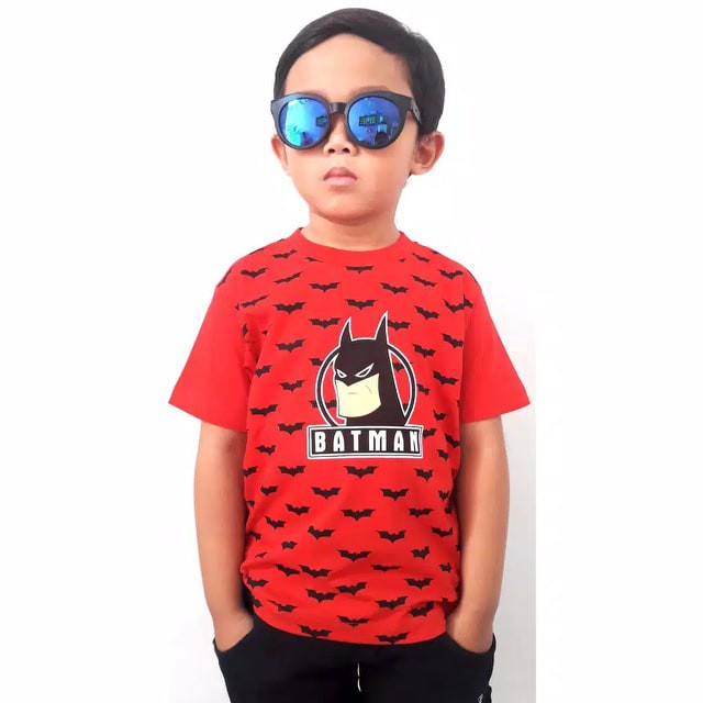 Kaos anak laki - laki motif karakter superhero BATMAN 2- 9 tahun