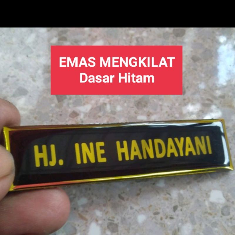 Name Tag Warna Emas Gold Mengkilat DASAR HITAM #Name Tag Terlengkap #Name Tag Indonesia