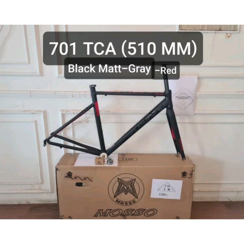 Frame Roadbike Mosso 701TCA Size 510mm Warna Hitam Red Merah . Rangka Sepeda Balap Road Bike 701 TCA Size Ukuran 51cm 510 mm