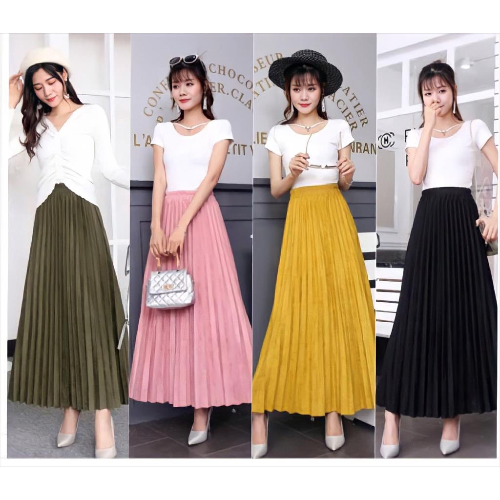 ROK SUEDE PLISKET BAHAN  PREMIUM BANGKOK BKK