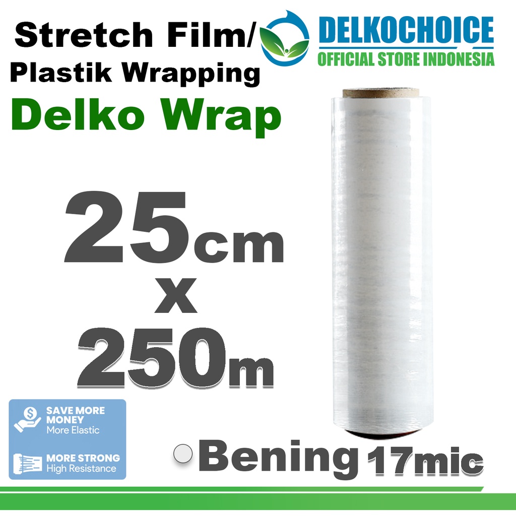 

Plastik Wraping Stretch Film BENING 25cm x 250m Pembungkus DELKOWRAP PREMIUM / SATUAN