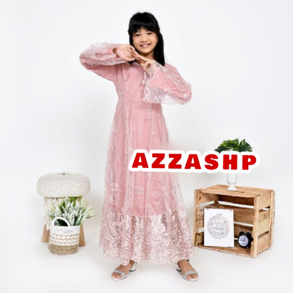 Gamis Anak Nagita Kids Full Brukat Resleting Belakang / Baju Pesta Gaun Gamis