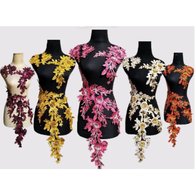 Toko Bekasi Timur Renda Bordir Tasik Bouhinia Hitam Fanta Gold Putih Merah Silver Toska Hijau Moka N