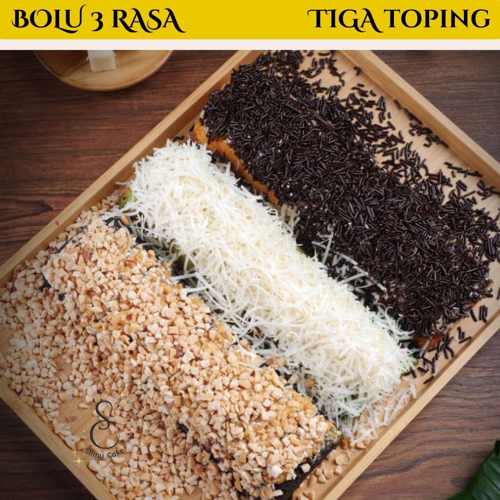 

Bolu 3 Rasa Coklat Keju Kacang Pandan Meses Ceres