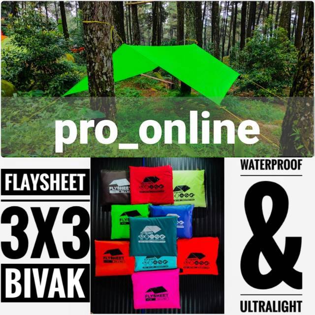 Flaysheet 3X3 - Flyset bivak - trapteen - pelindung tenda waterproof Dan ultralight camping outdoor