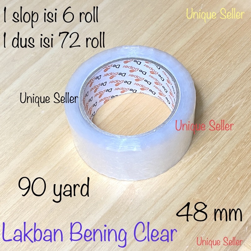 Lakban Bening 48mm 90 Yard Depaper / Lakban Bening 48 mm 90 Yard De Paper / Lakban Bening 2 inch / Isolasi 48mm Bening Clear / Isolasi 48 mm Super Clear