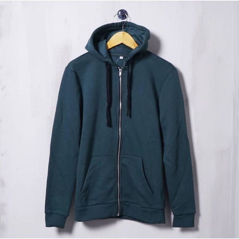 Mens Zipper Hoodie Green By H&M