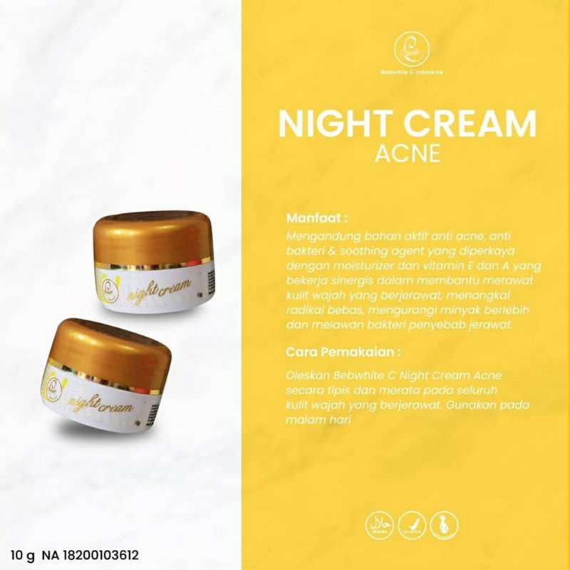 night cream acne bebwhite c/night cream acne BBC ( krim malam acne BBC )