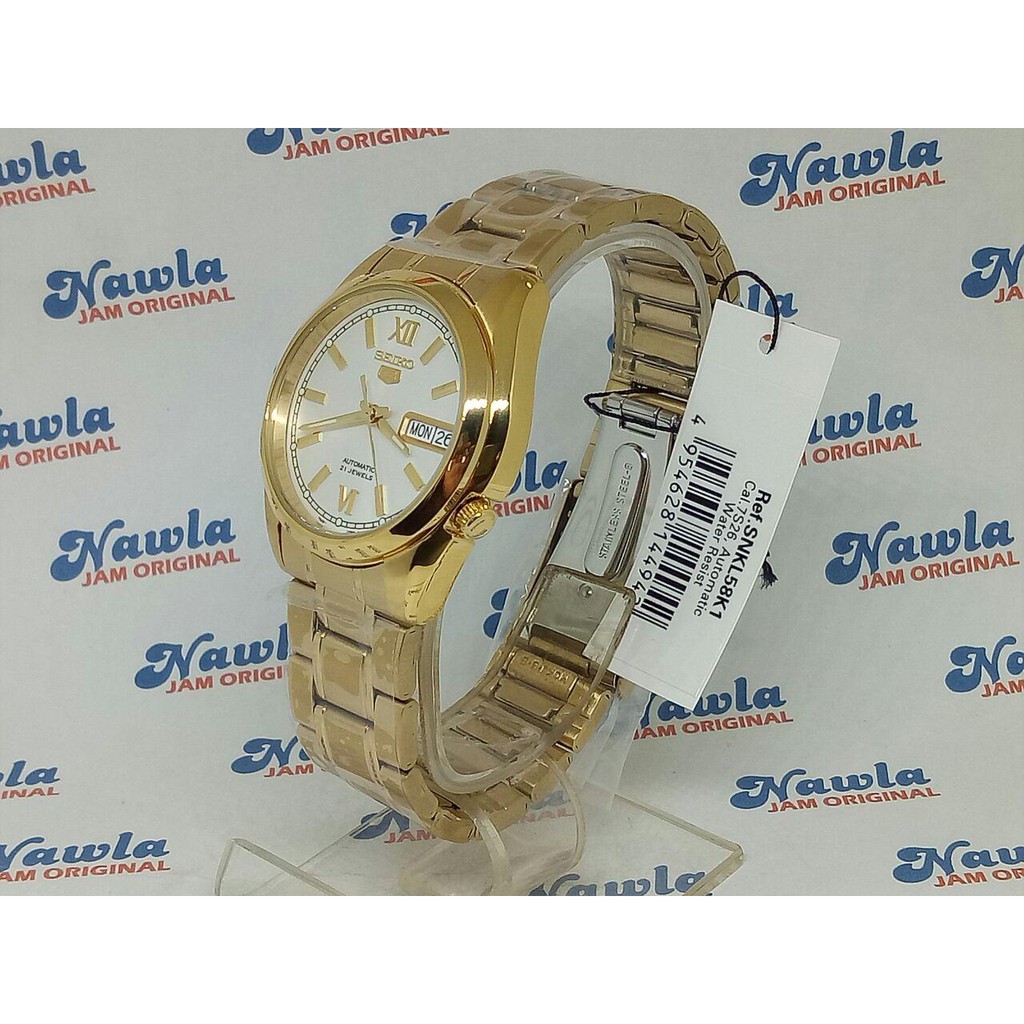 Seiko 5 SNKL58K1 Automatic Gold Plated Bracelet | Jam Pria SNKL58