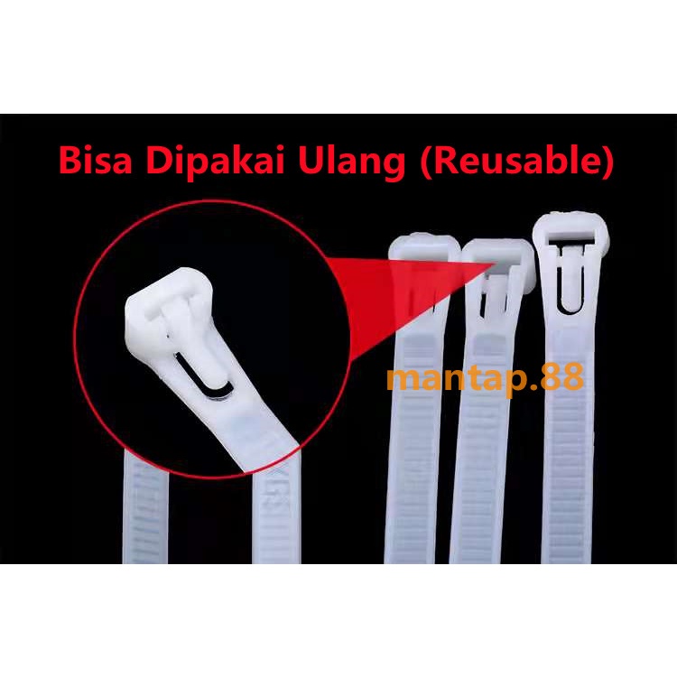 Kabel Ties/Kabel Tis Bisa Di Buka Kembali 20cm/25cm/30cm (Lebar 8mm) /Reusable Cable Ties