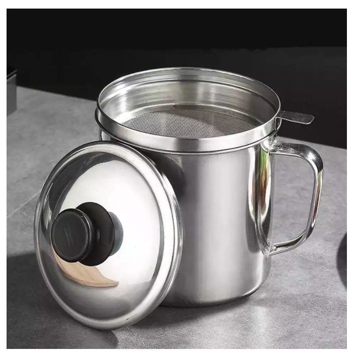 TEMPAT SARINGAN MINYAK OIL POT 1200 ML STAINLESS