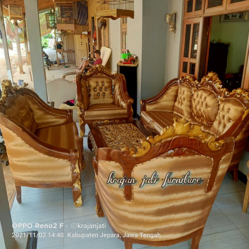 KURSI TAMU GANESA JATI UKIR JEPARA