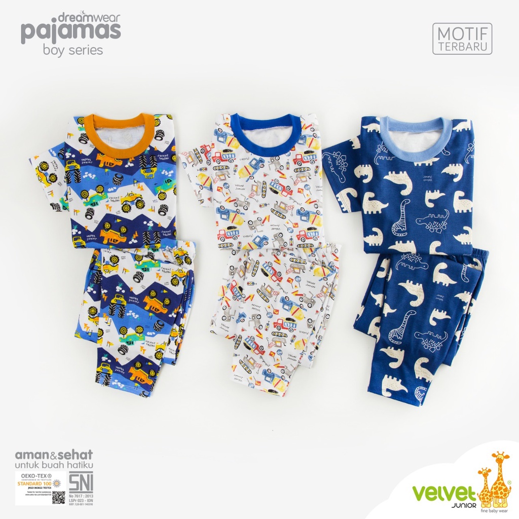 ROBIHAH PIYAMA DREAMWEAR LENGAN PENDEK CELANA PANJANG VELVET JUNIOR MIGHTY CIELO BOY SERIES