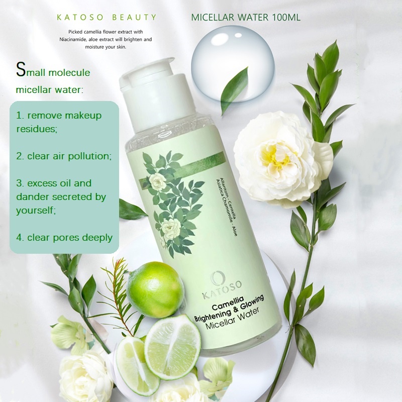 (BPOM) Katoso Camellia  + Niacinamide Brightening &amp; Glowing Whitening Deep Cleaning Pembersih Make Up Centella Aloe Facial Cleanser Micellar Water 100ML