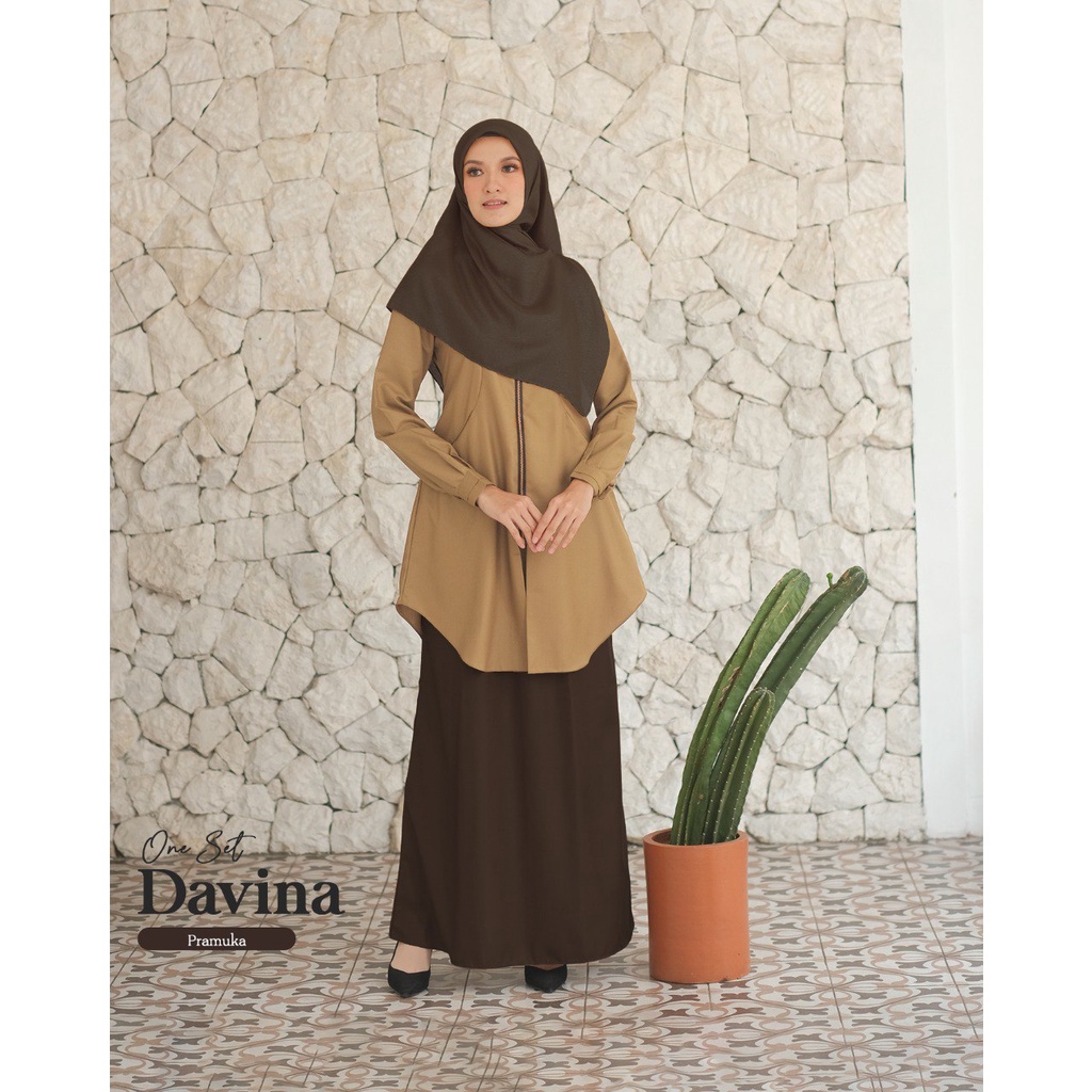 Seragam Dinas Pramuka Setelan Wanita Davina One Set Maharani Guru Pns Terbaru Toyobo Kekinian Syar'i