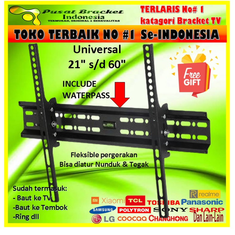 BRACKET TV TERLARIS!!! No#1 Se-Indonesia 21&quot; s/d 55&quot; IMPORT Universal 55 50 43 42 40 32 24 21 inch ADJUSTABLE Bracket tv Braket TV Breket TV Briket TV BracketTV BraketTV BreketTV BriketTV