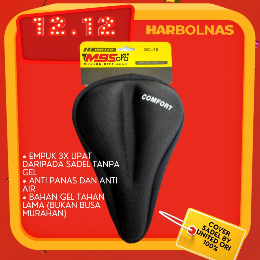 COVER SADEL SEPEDA UNITED EMPUK / gel comfort united MURAH UNIVERSAL ANTI PANAS / SARUNG SADEL