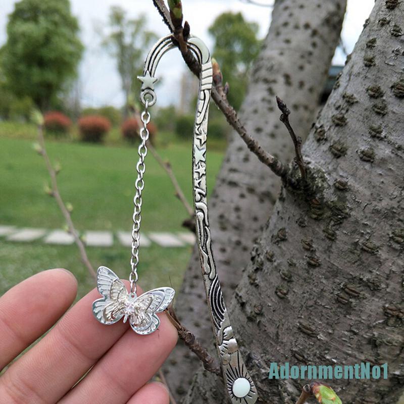 [AdornmentNo1]Glow In The Dark Butterfly Bookmark Tibetan Silver Book Marker Stationery DIY