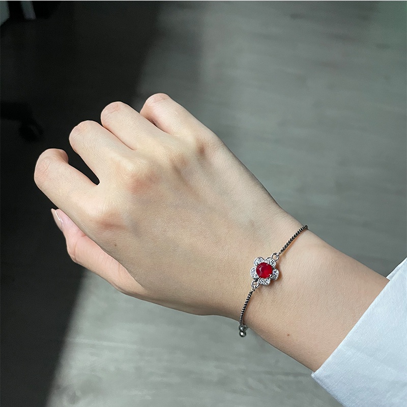 ✅COD gelang rubi titanium gelang wanita mewah ruby gelang korean style asesoris wanita gelang perhiasan perak D338