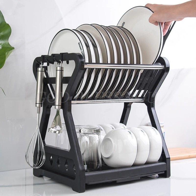 Rak Piring Gelas Pengering Drainer Kitchen Dish Rack 2 layer