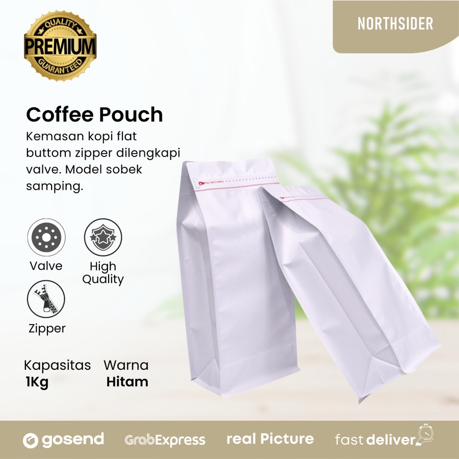 KEMASAN KOPI 1KG - STANDING POUCH FLAT BOTTOM ZIPPER AND VALVE