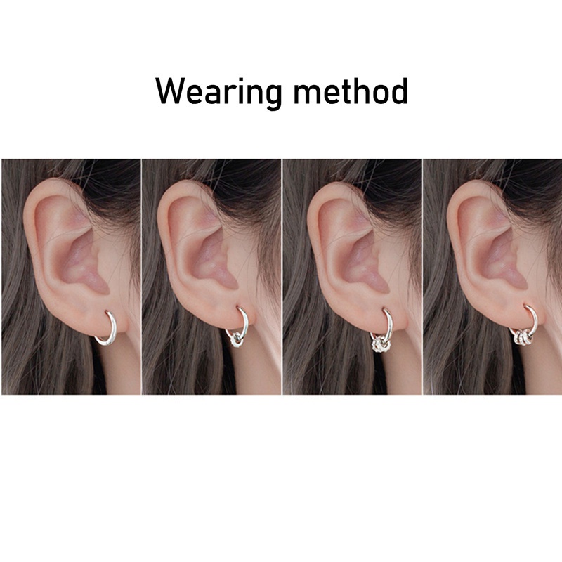 Fancyqube Anting Hoop Sterling Silver 925 Bentuk Bulat Hias Zircon Untuk Wanita