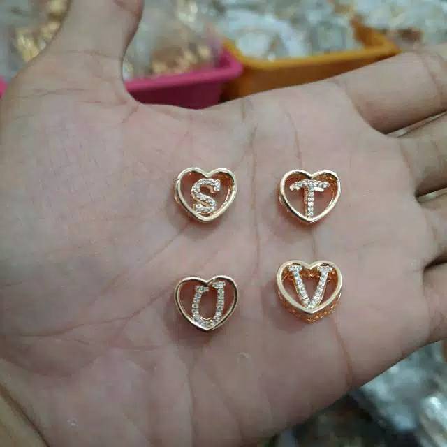 Fourfashion Liontin Model Love Huruf A - Z Ready Gold Xuping Untuk Gelang Pandora Hongkong