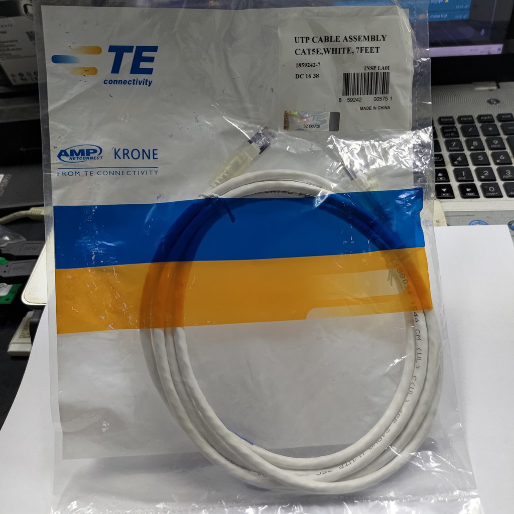 Kabel Cable UTP Cat5E AMP CommScope 7FT 7 Feet 7Feet 2m Patch Cord