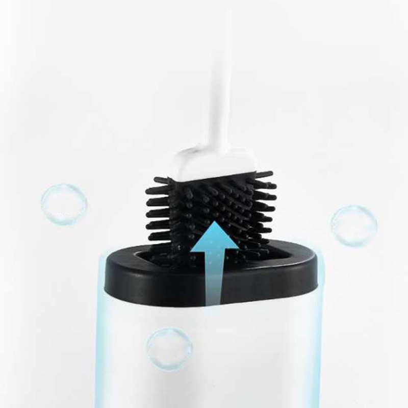 Set Holder Sikat Toilet Bahan Silikon Flexible Tahan Lama Cepat Kering Untuk Kamar Mandi