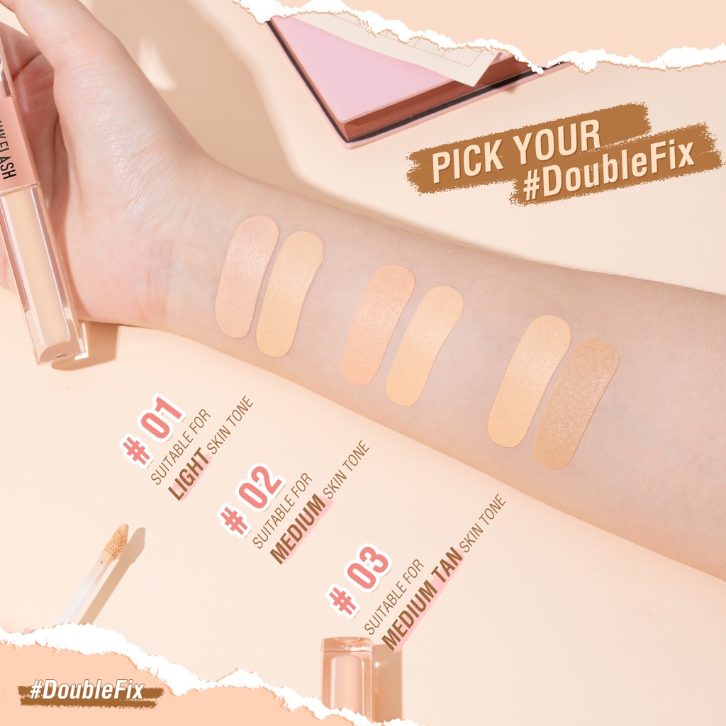 PINKFLASH Duo Cover Concealer / DoubleFix 2in1 Dual Shade Concealer Full Coverage Brighten Matte