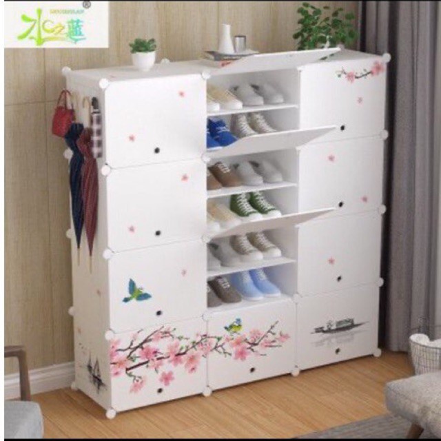 Shoe Cabinet 12 Doors Acrylic