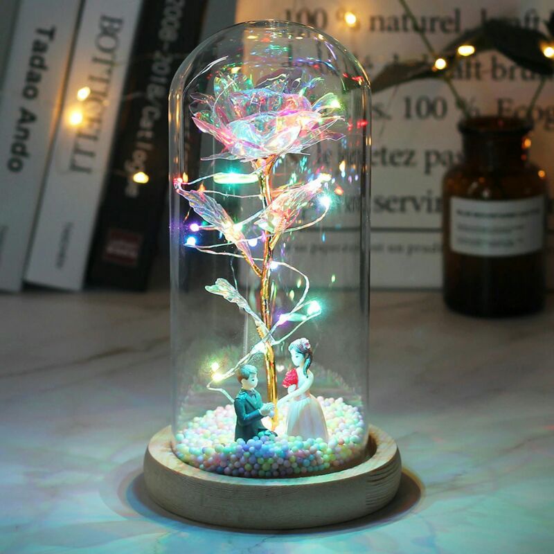 SZVVI bunga Mawar Lampu LED Dekorasi Galaxy Rose Eternal Fairy String Lights