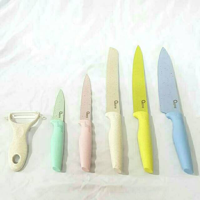 Pisau Dapur Set 6pcs Ox608N Oxone Marble Coating Knife Stainless Peeling OX 608N