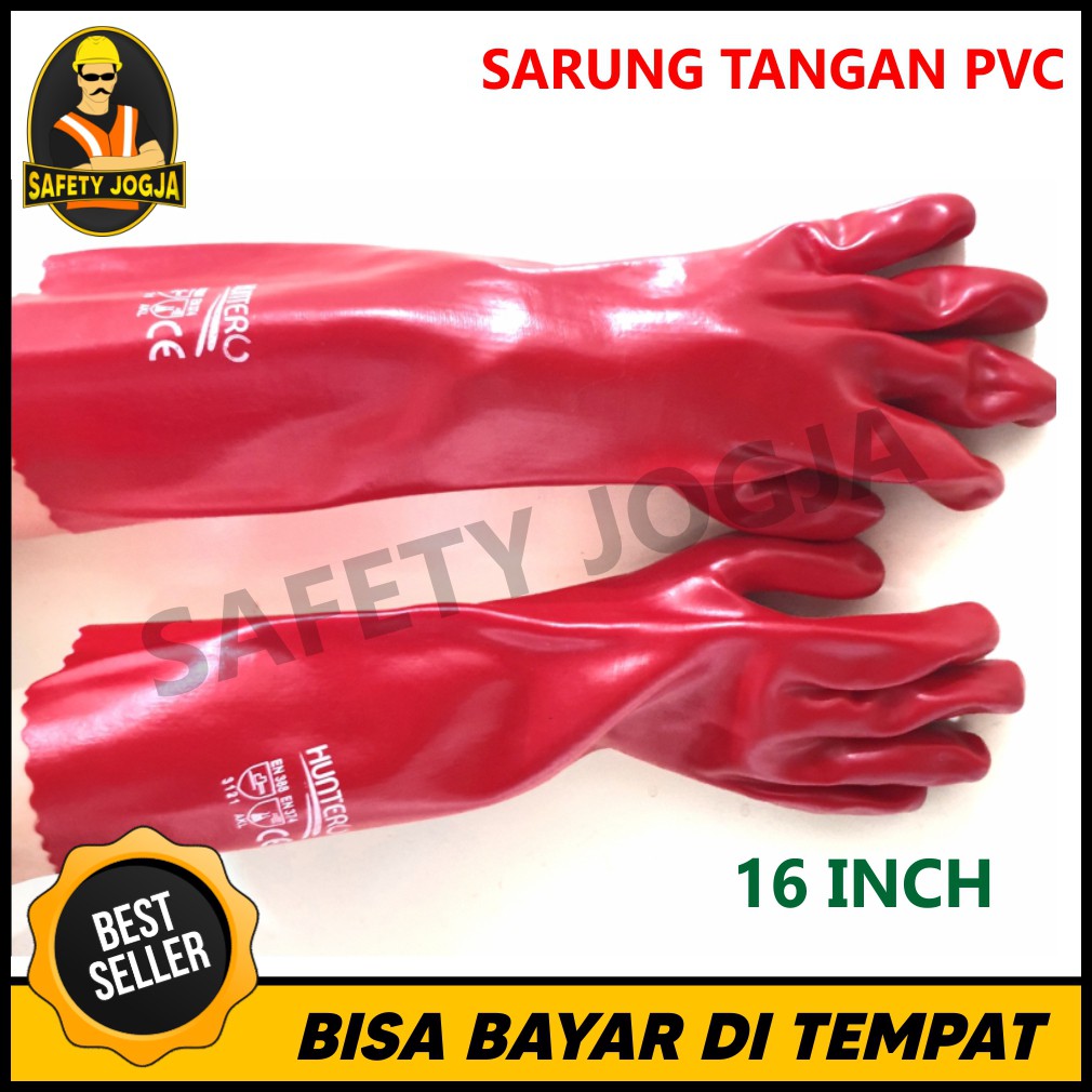 SARUNG TANGAN CHEMICAL KIMIA PVC 16 INCH HUNTERO KARET