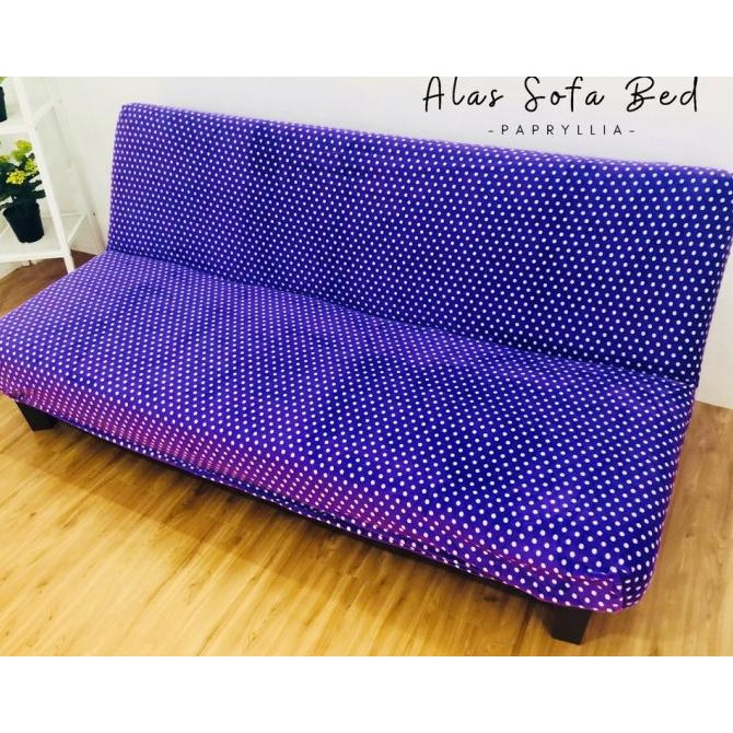 Cover Sofa Bed / Sarung Sofa Bed Ukuran 200x150x15cm ( Ungu Polkadot )