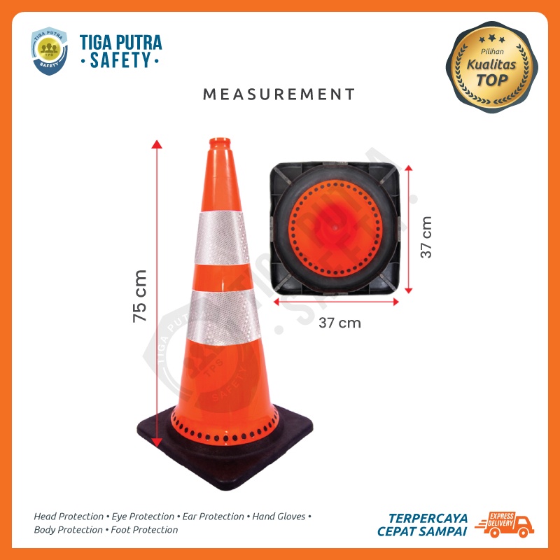 Jual Traffic Cone Karet Orange PVC Rubber 75 Cm / Kerucut Scotlight ...